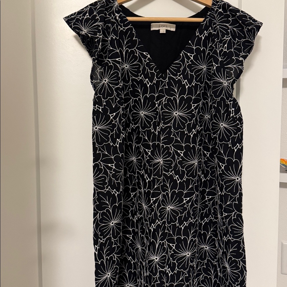 Black Floral V-Neck Dress
